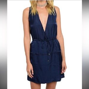 Honey Belle Navy Deep V Swim Coverup Dress
